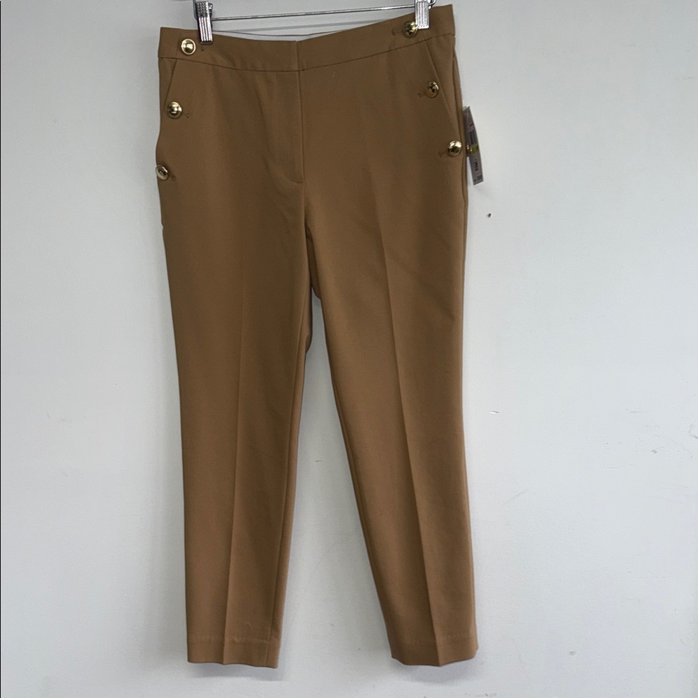Michael Kors Camel Pants with Gold Button Accents, size 4P